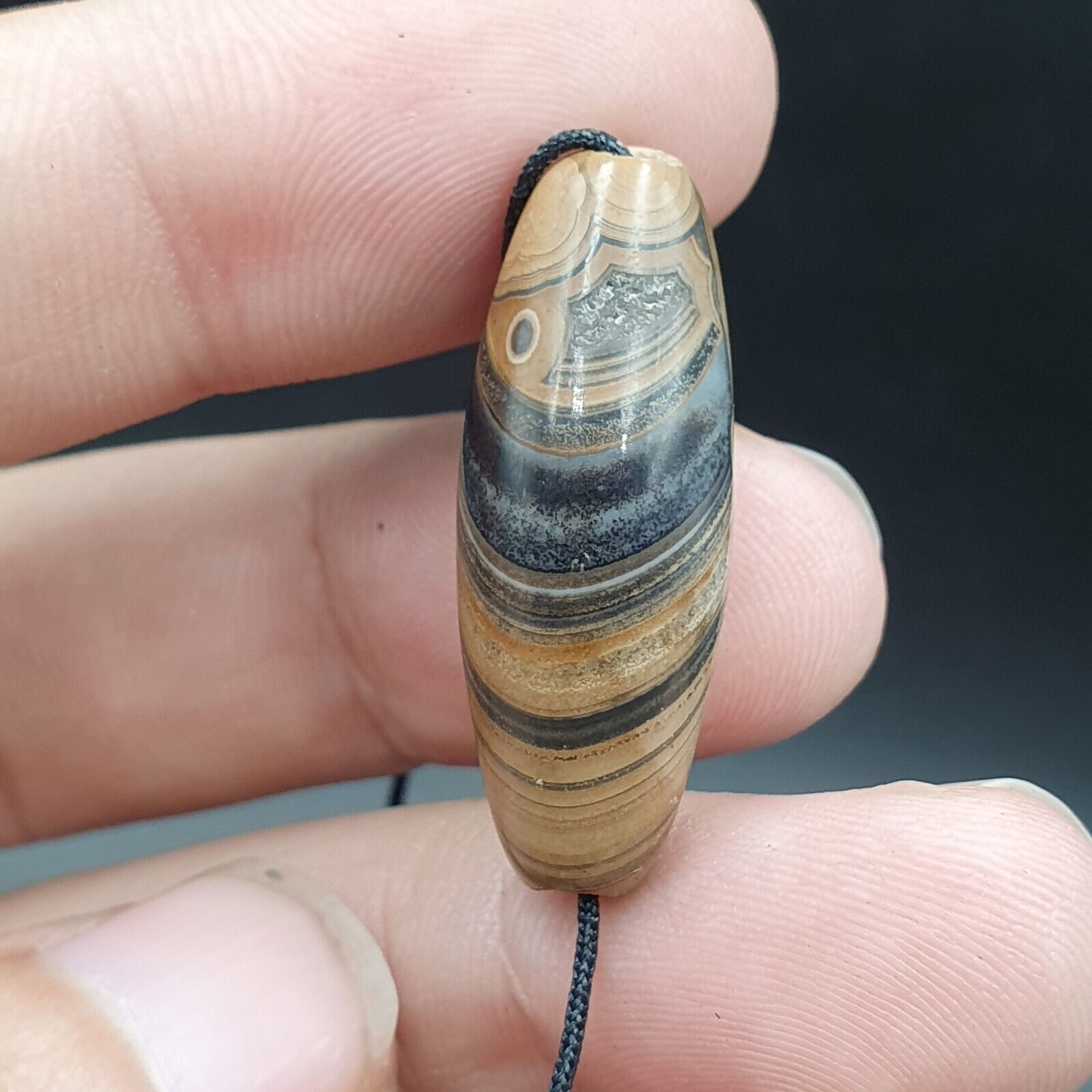 Agate Bead Vintage Himalayan Indo Tibetan Eye pattern Bead #5
