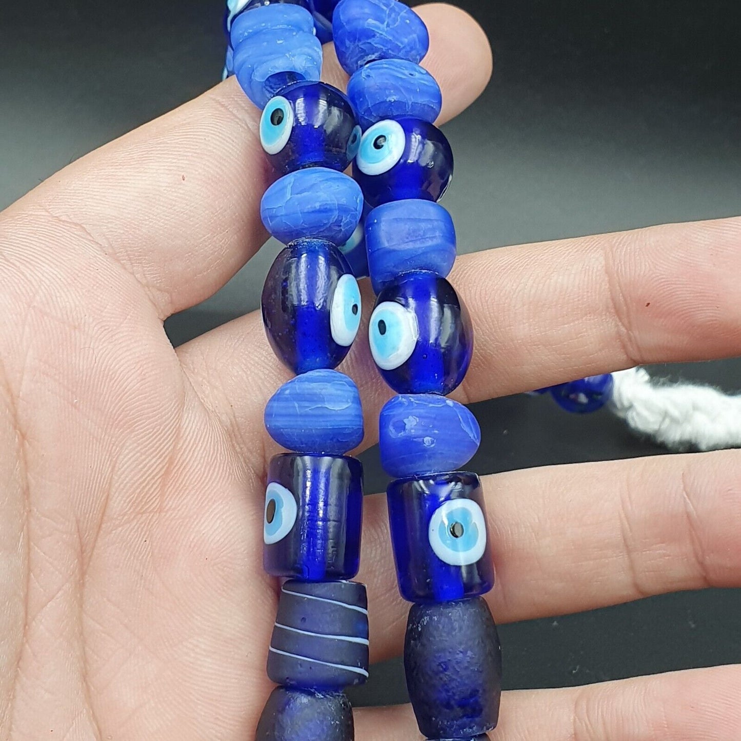 Mix Lot Vintage Kobaltblaue Evil Eye Glasperlen Perlen Halskette