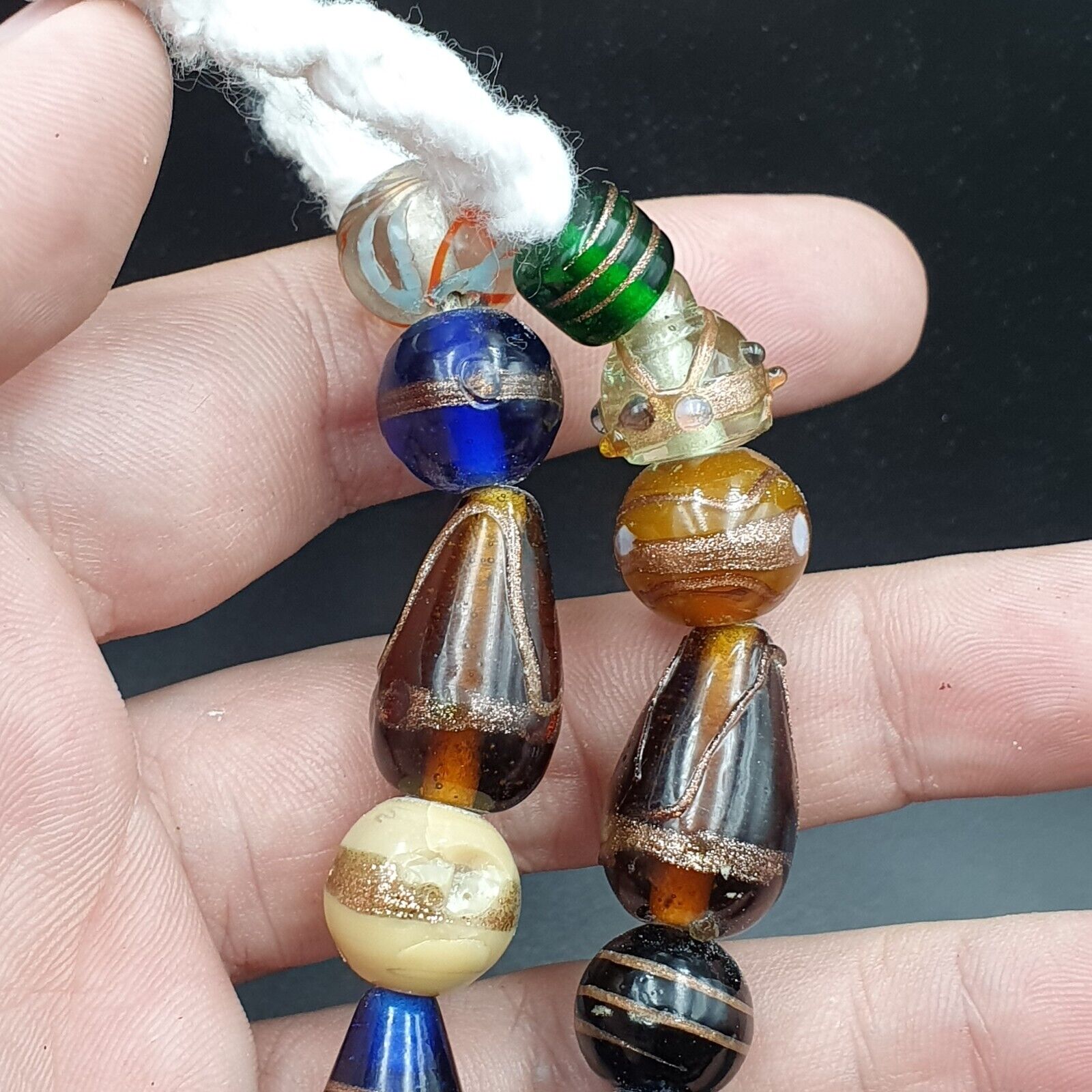 Fantastic Vintage Wedding Cake Aventurine Glass Beads Necklace