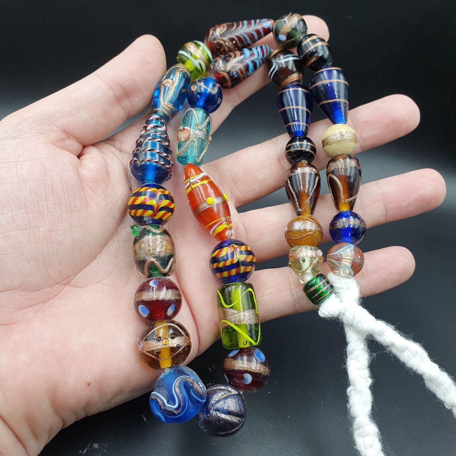 Fantastic Vintage Wedding Cake Aventurine Glass Beads Necklace