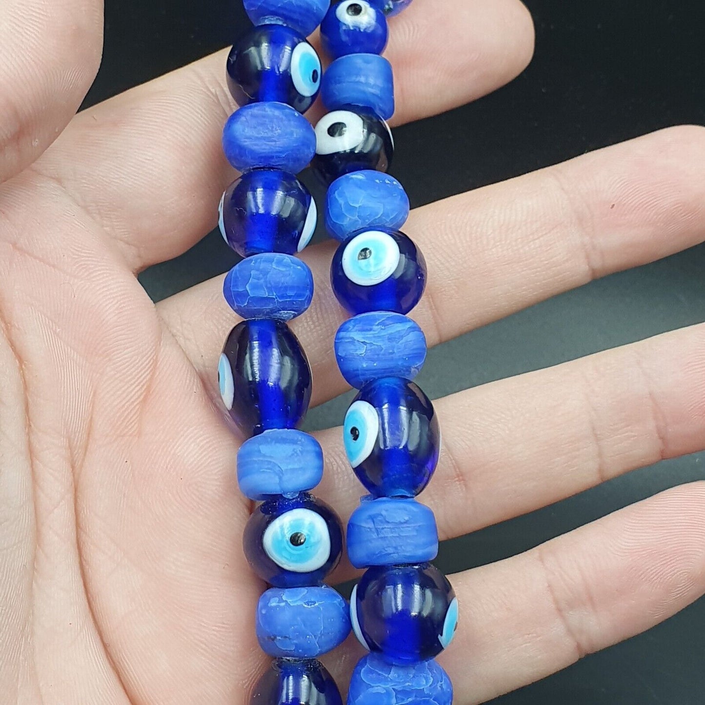 Mix Lot Vintage Kobaltblaue Evil Eye Glasperlen Perlen Halskette