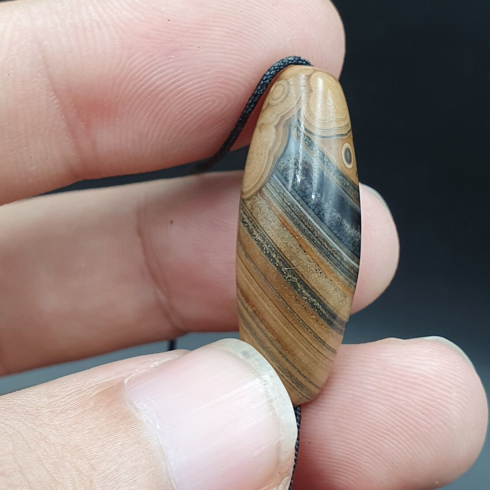Agate Bead Vintage Himalayan Indo Tibetan Eye pattern Bead #5