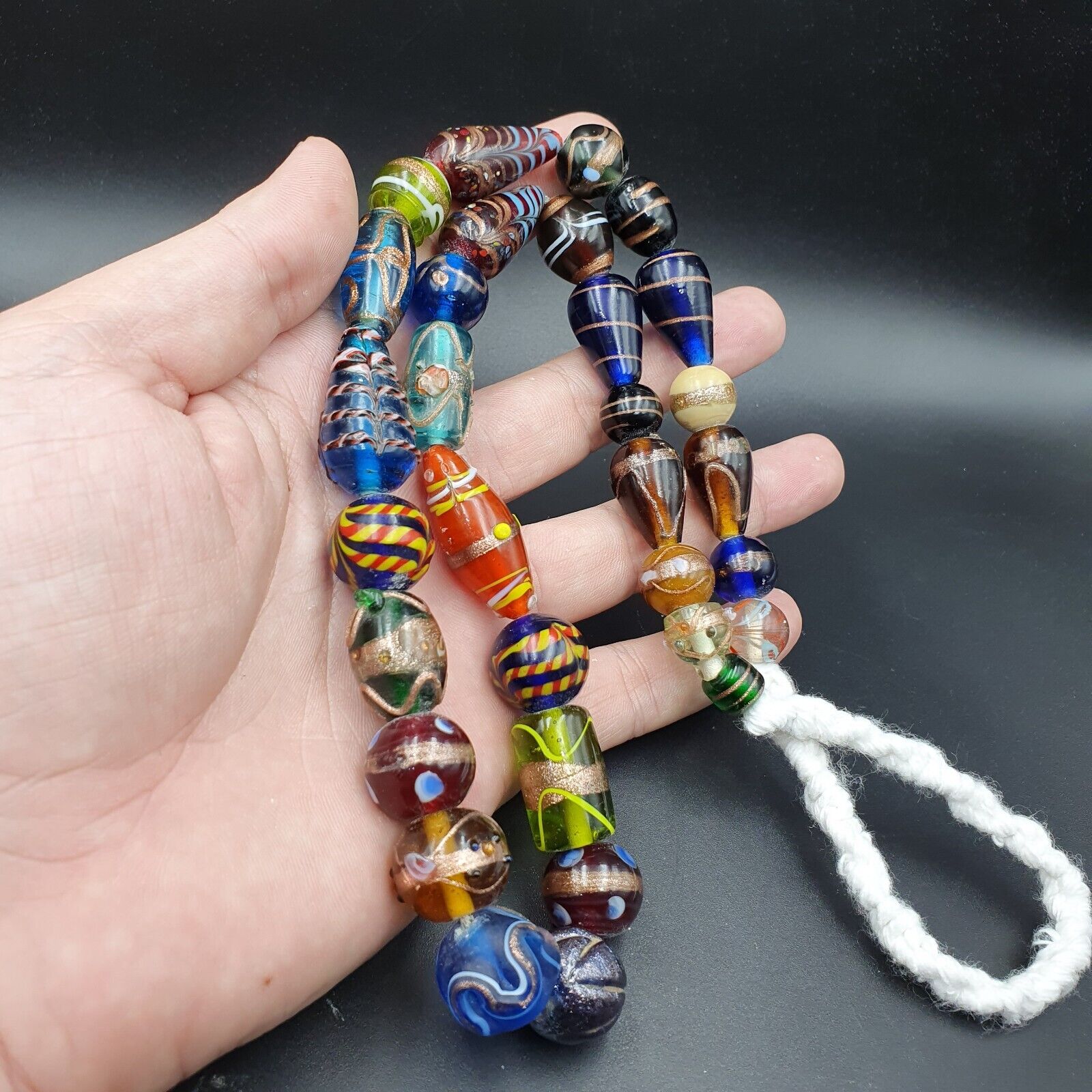 Fantastic Vintage Wedding Cake Aventurine Glass Beads Necklace