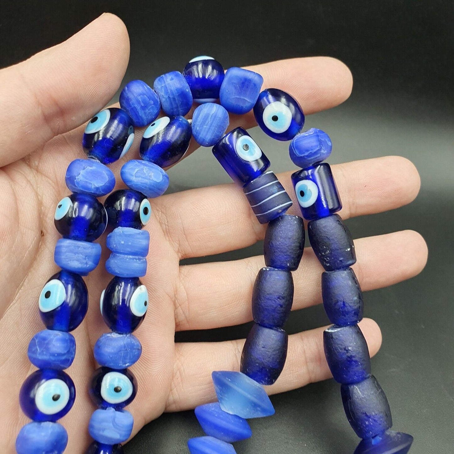 Mix Lot Vintage Kobaltblaue Evil Eye Glasperlen Perlen Halskette