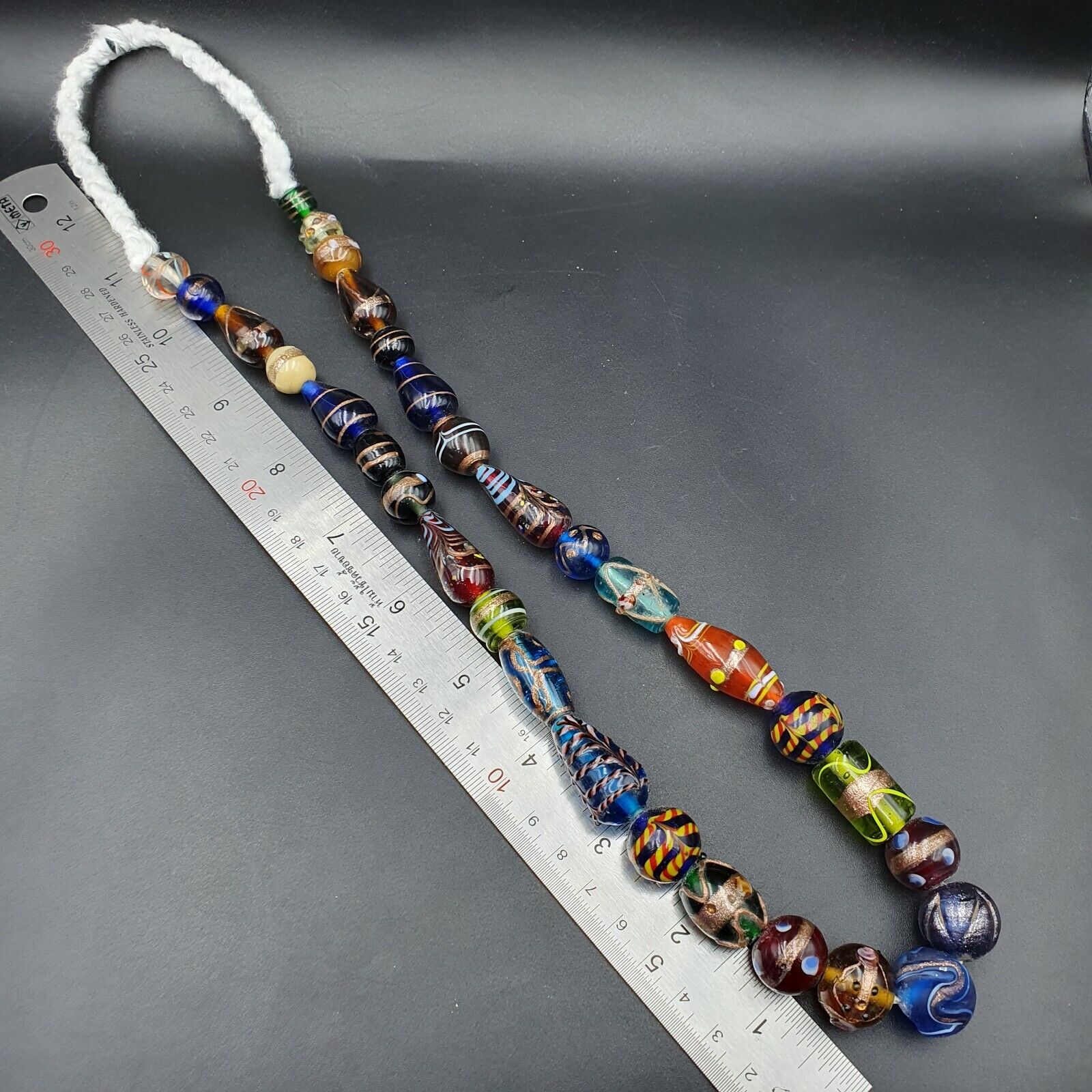 Fantastic Vintage Wedding Cake Aventurine Glass Beads Necklace