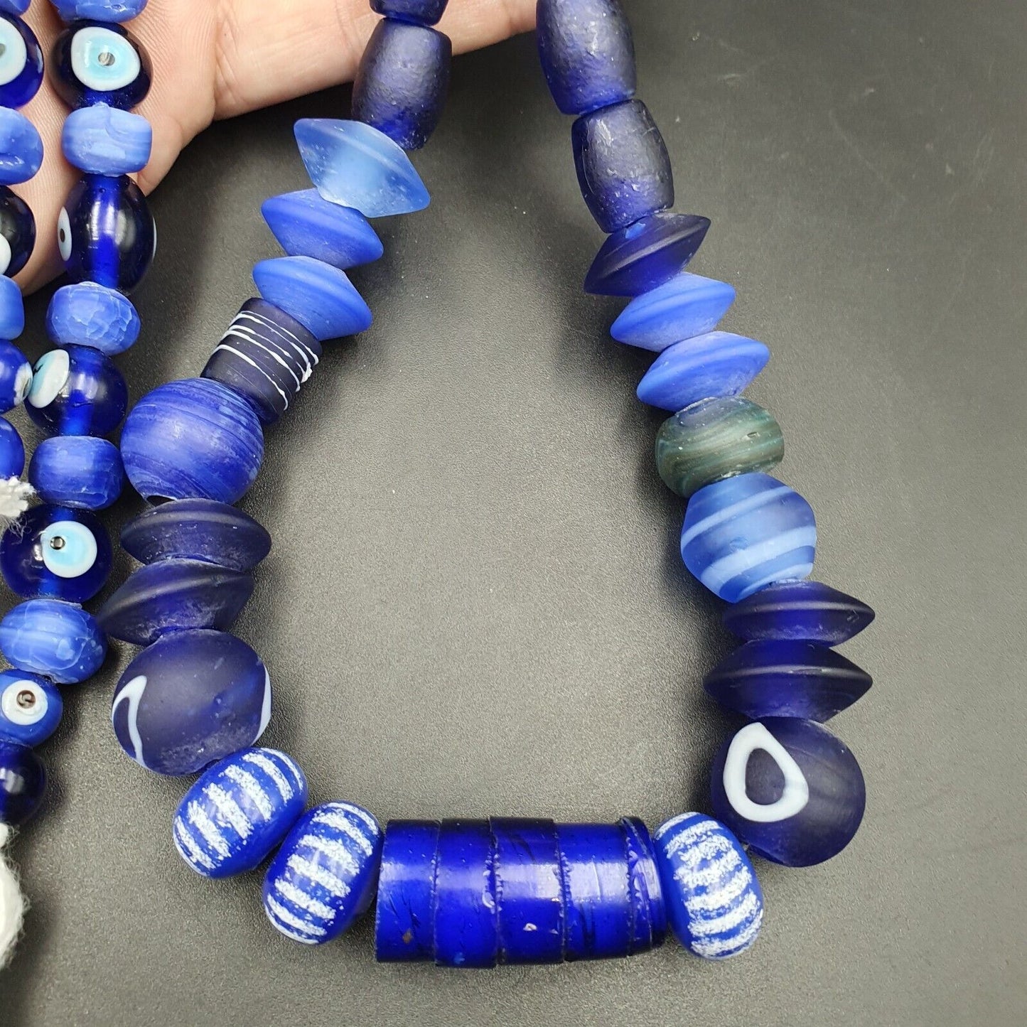 Mix Lot Vintage Kobaltblaue Evil Eye Glasperlen Perlen Halskette