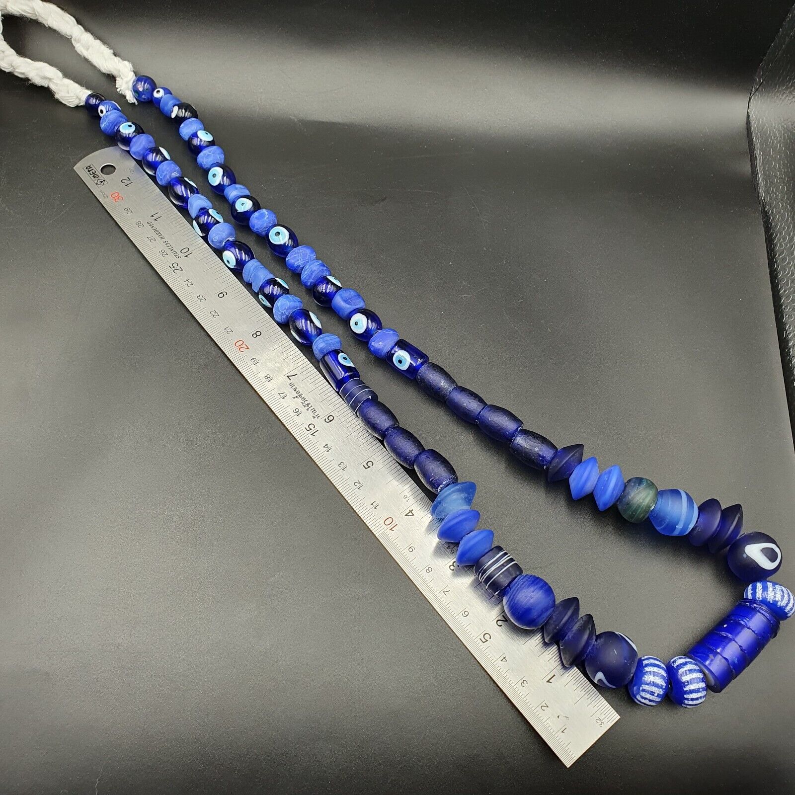 Mix Lot Vintage Cobalt Blue Evil Eye Glass Beads Beaded Necklace