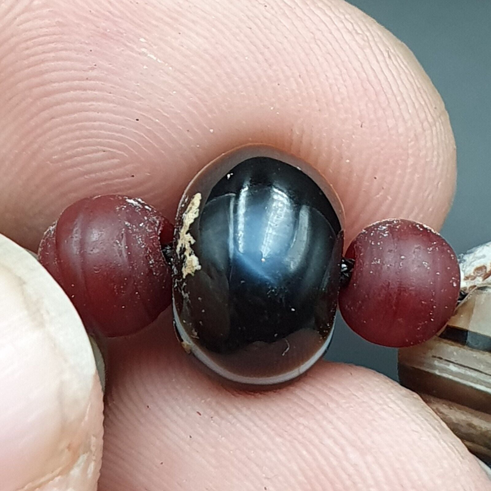 Suleimani Agate Beads Vintage Himalayan Indo Tibetan Eye Beads Necklace