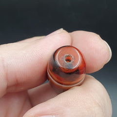 Very Rare Patterns 2 Red Agate Beads Vintage Himalayan Indo Tibetan Beads #3
