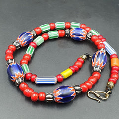 Vintage Venetian Style beads 7mm whiteheart Glass Chevron Beads Necklace