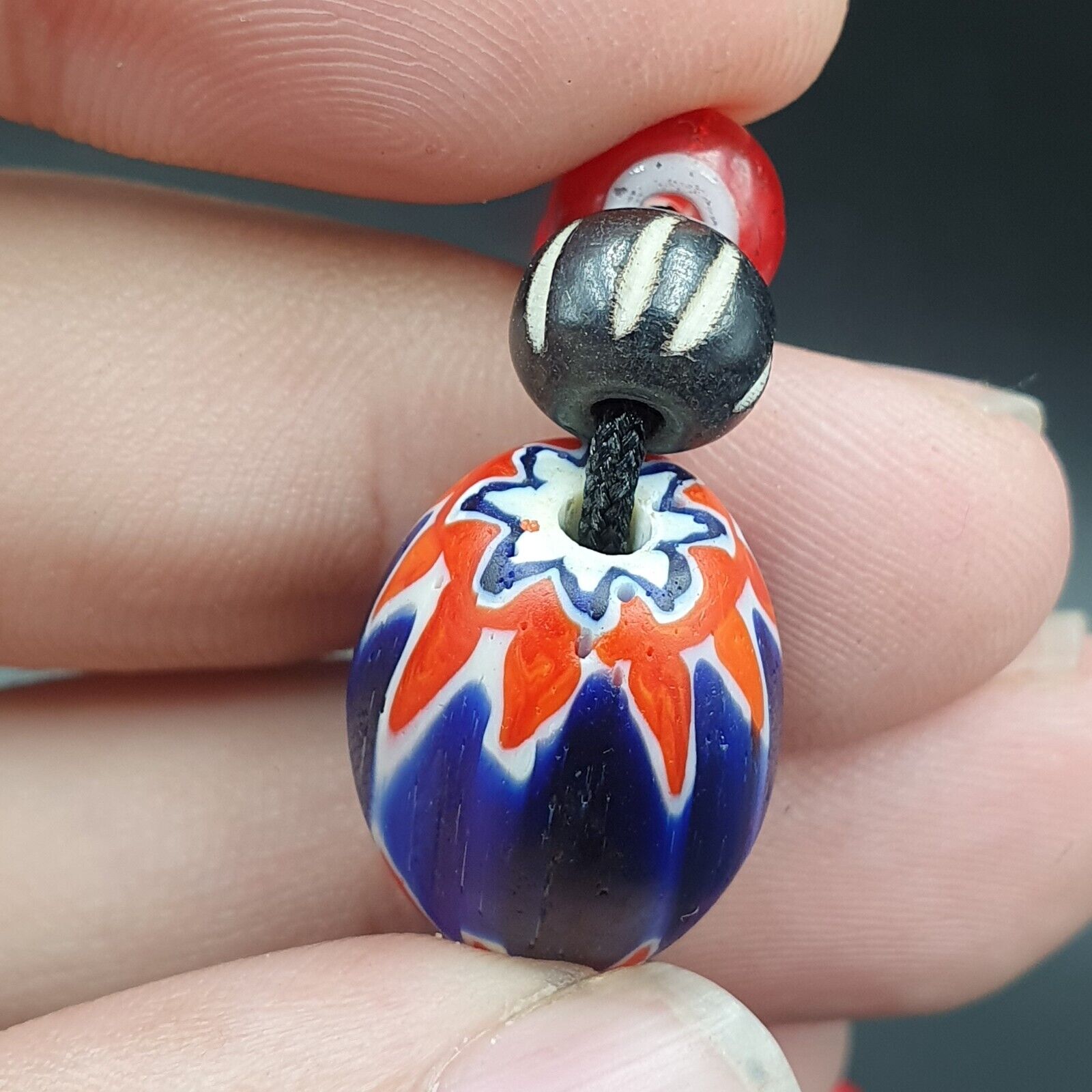 Vintage Venetian Style beads 7mm whiteheart Glass Chevron Beads Necklace