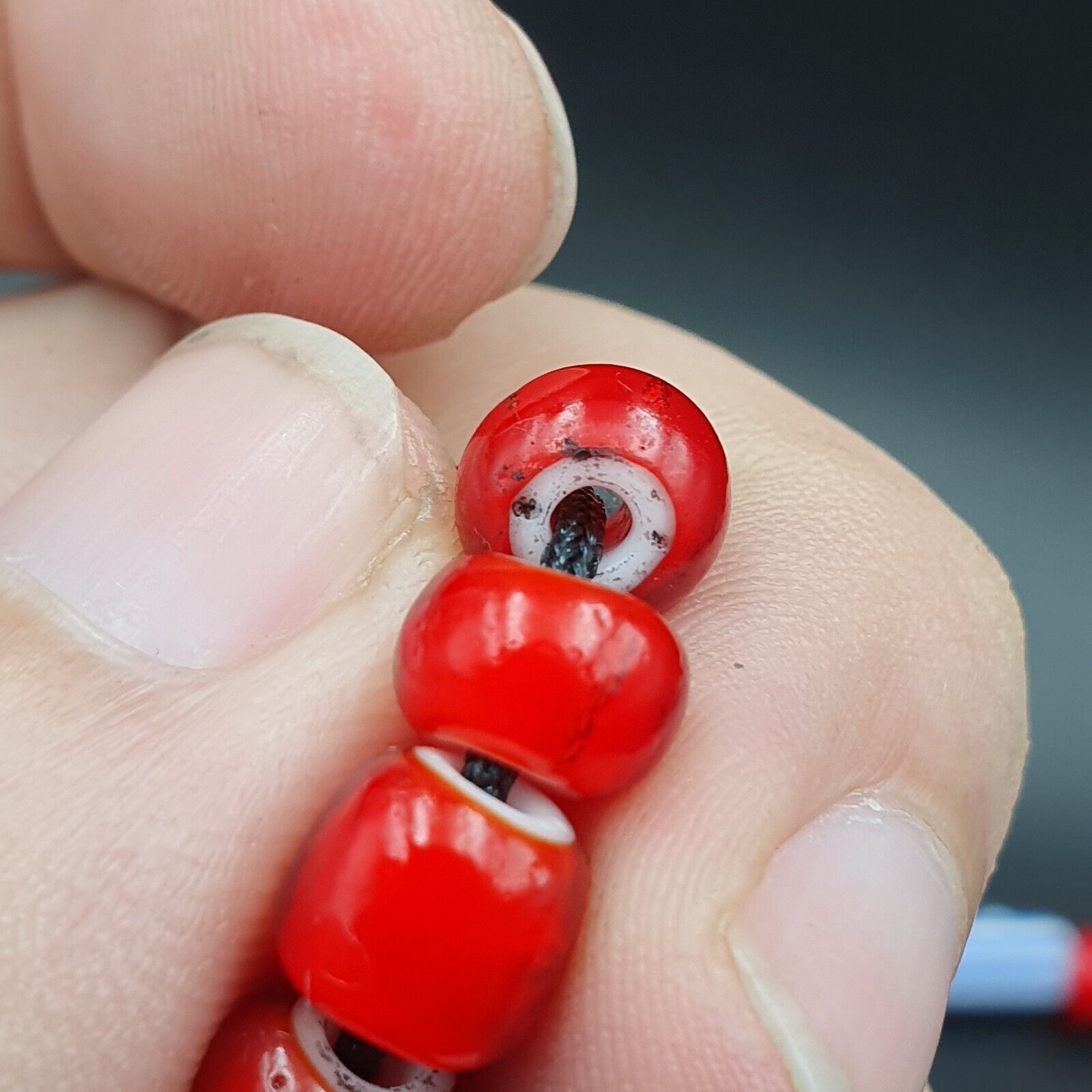 Vintage Venetian Style beads 7mm whiteheart Glass Chevron Beads Necklace