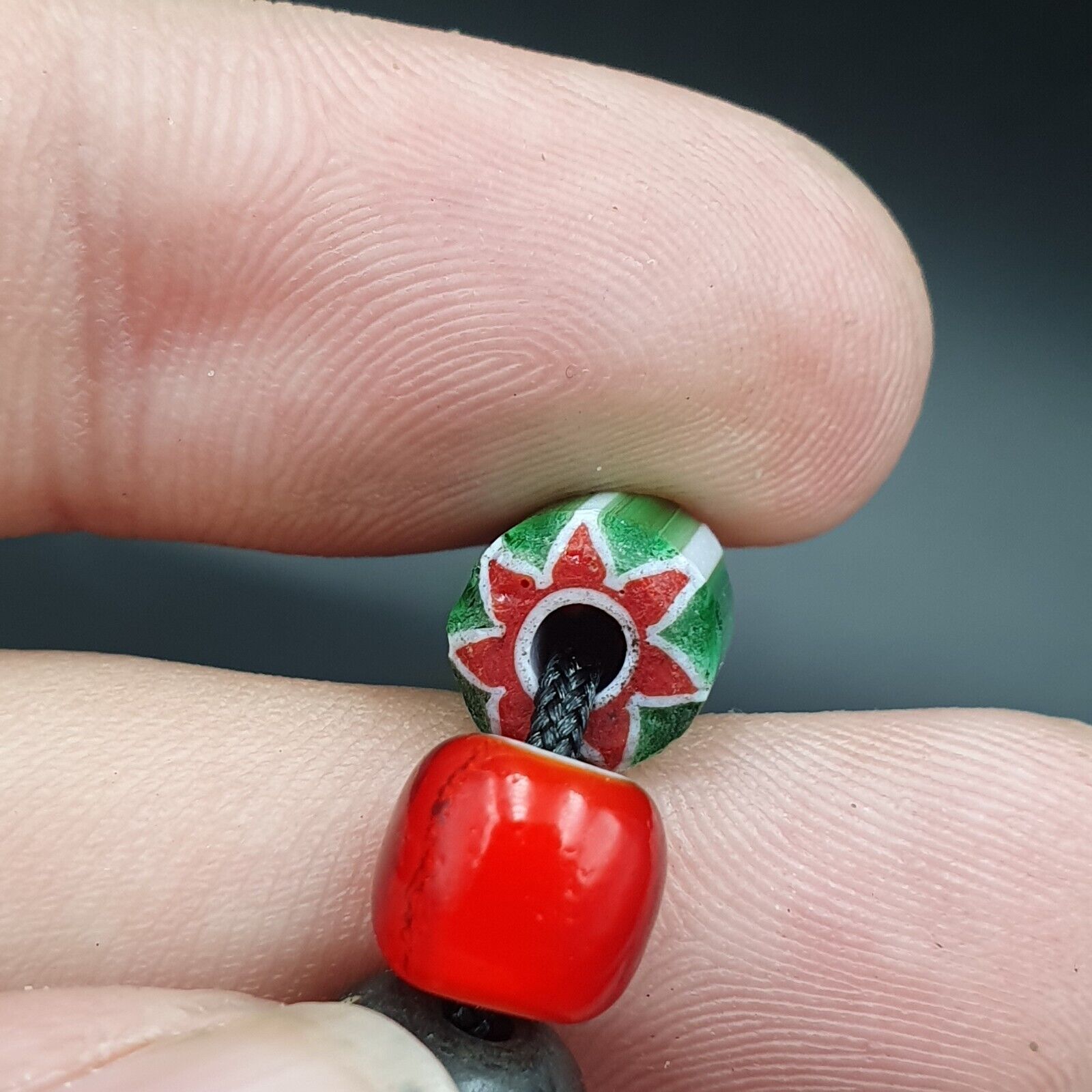 Vintage Venetian Style beads 7mm whiteheart Glass Chevron Beads Necklace