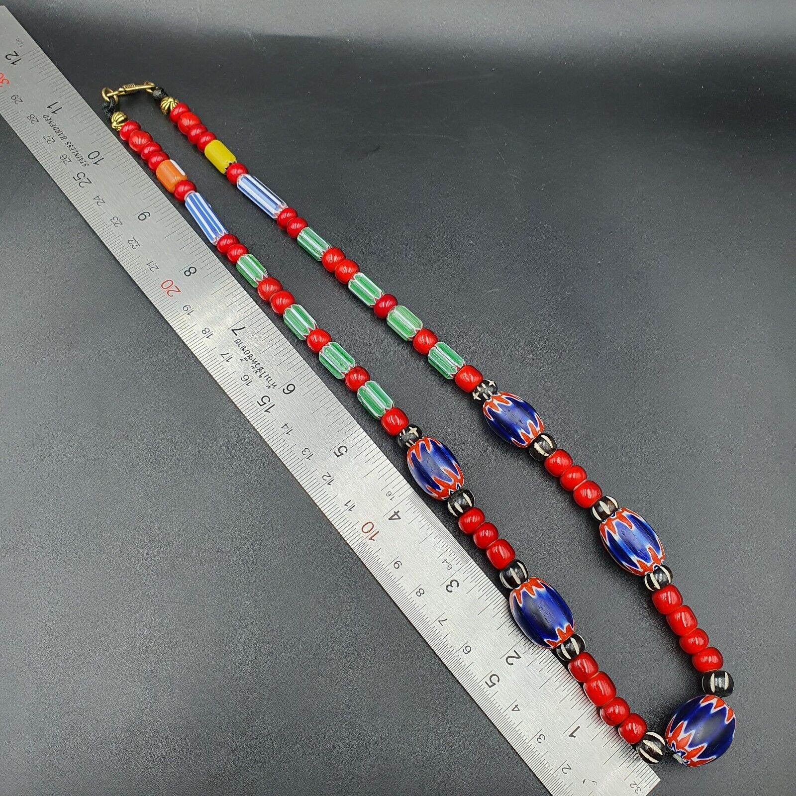 Vintage Venetian Style beads 7mm whiteheart Glass Chevron Beads Necklace