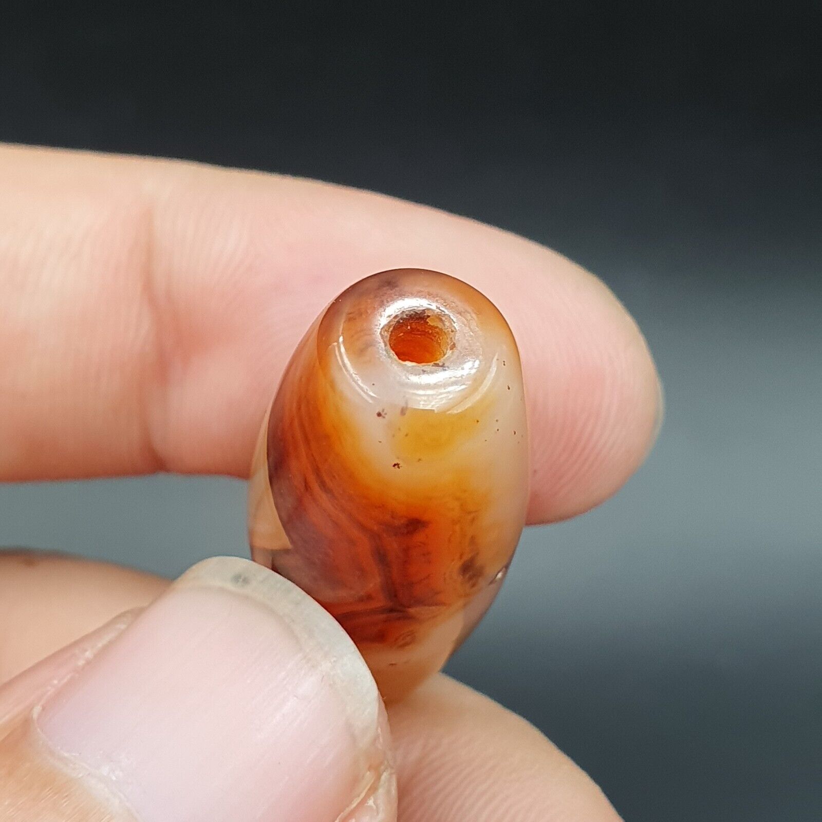 Very Rare Patterns 2 Red Agate Beads Vintage Himalayan Indo Tibetan Amulet Beads