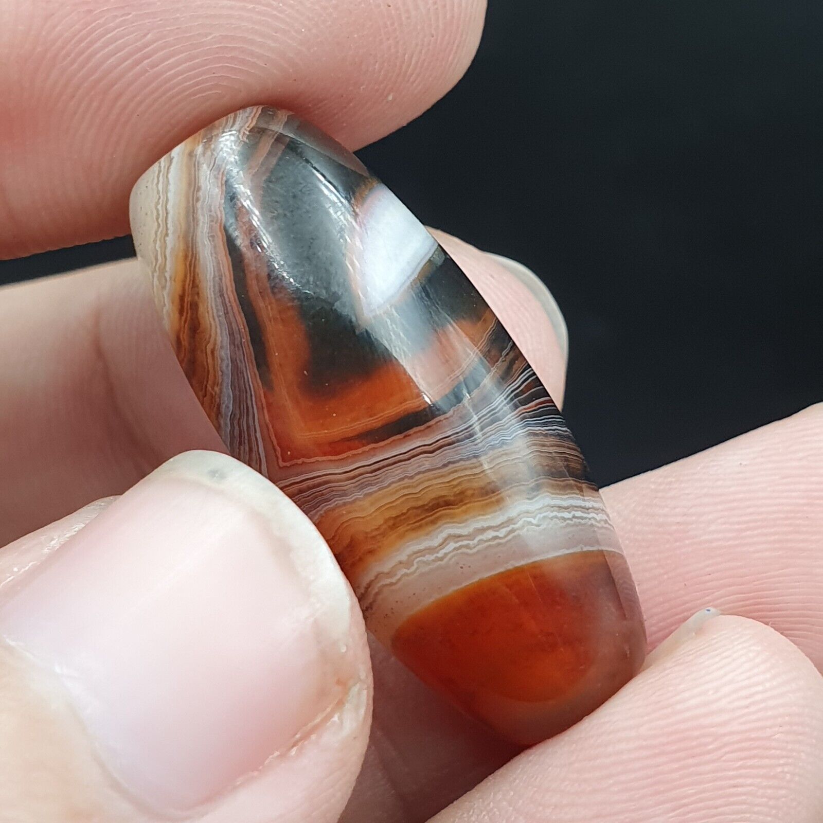 Very Rare Patterns 2 Red Agate Beads Vintage Himalayan Indo Tibetan Beads #2