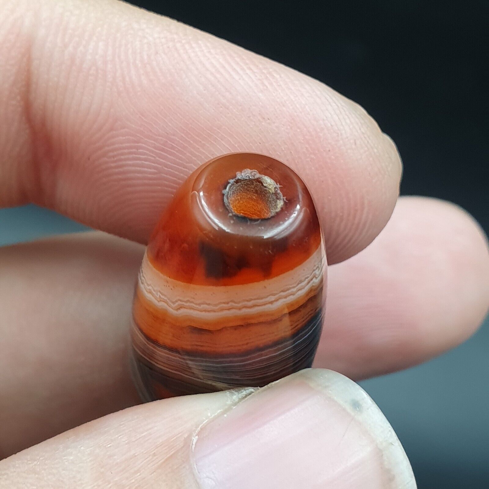 Very Rare Patterns 2 Red Agate Beads Vintage Himalayan Indo Tibetan Beads #2