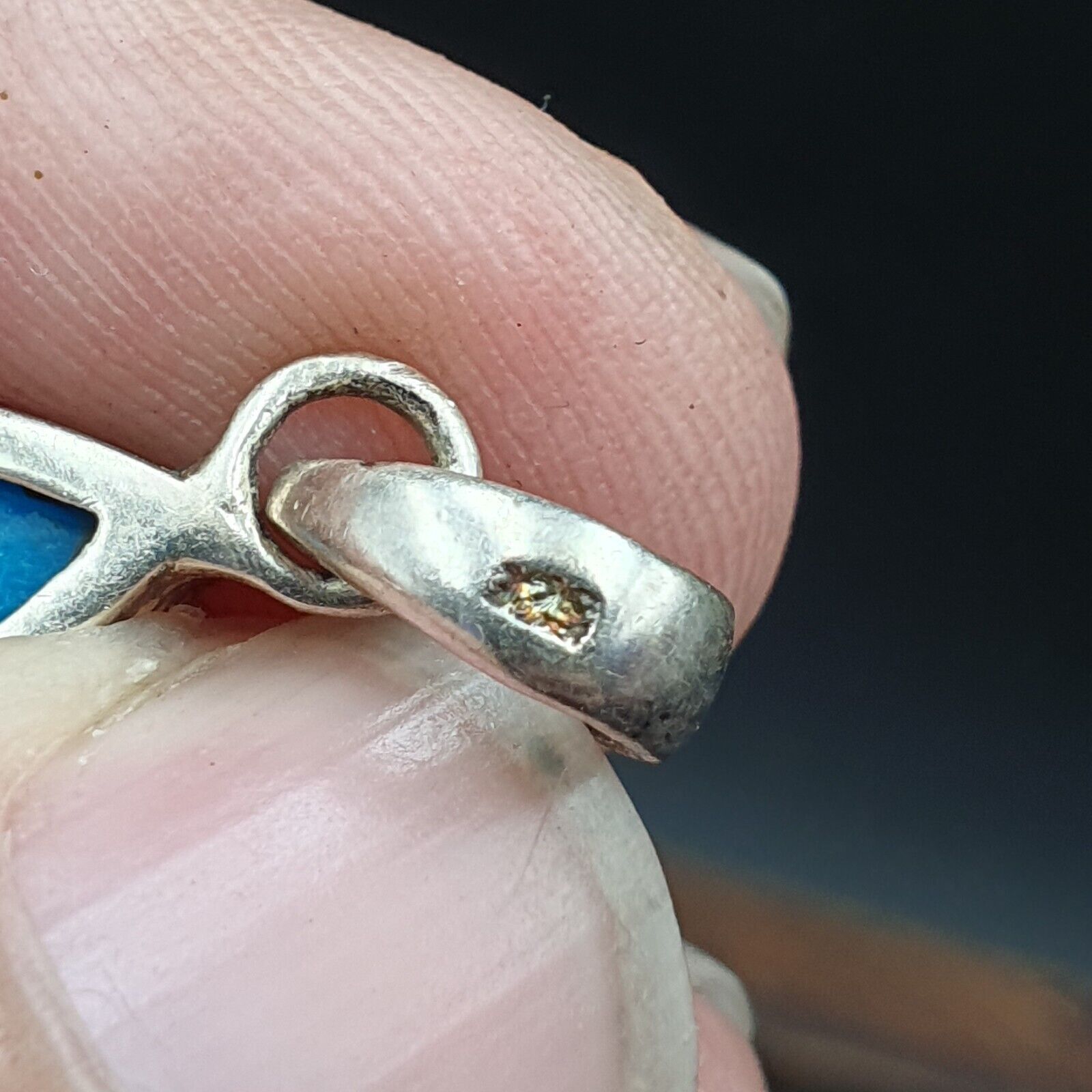 Beautiful Natural Blue Turquois Sterling Silver Pendant Necklace