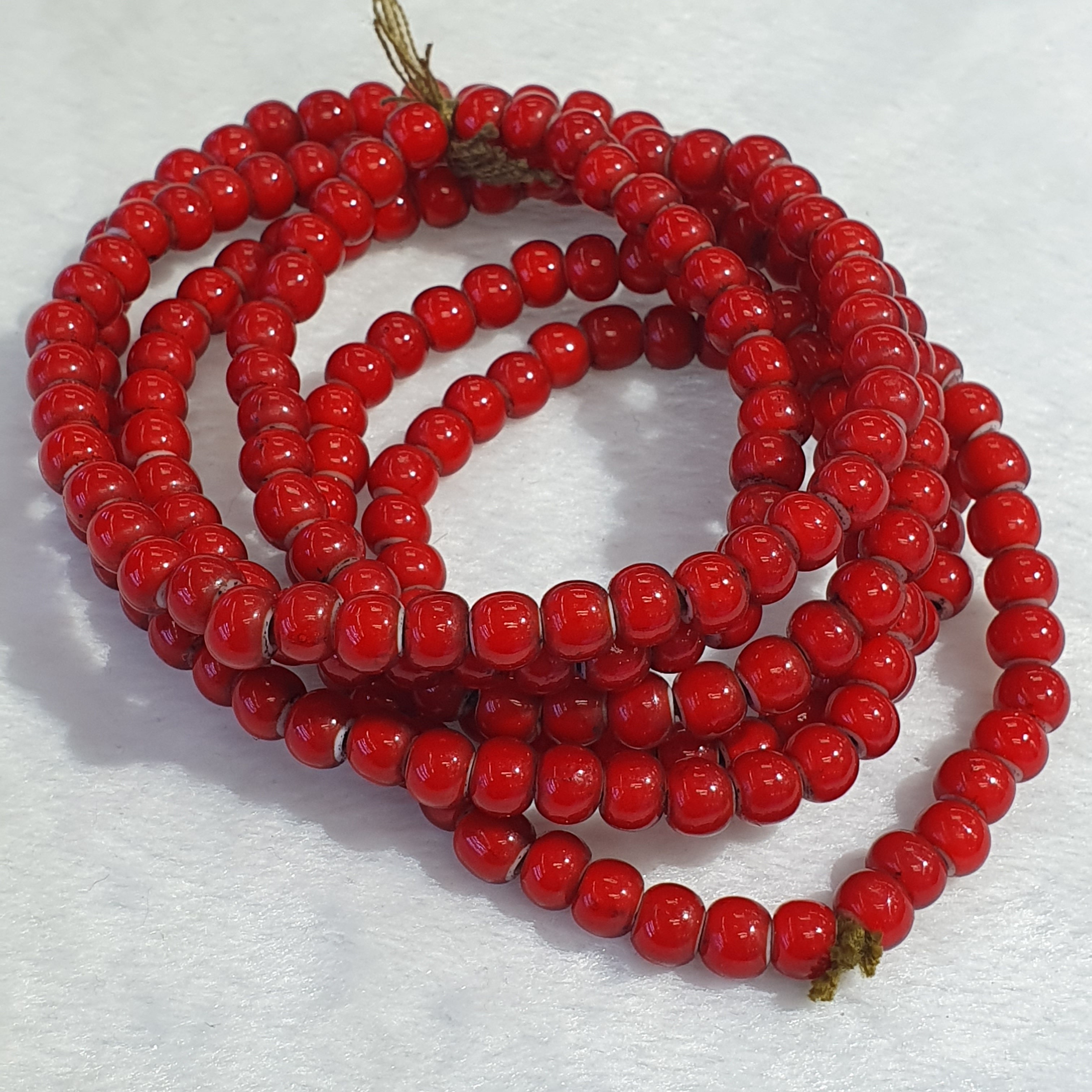 Antique Venetian White Heart Trade Beads 7mm