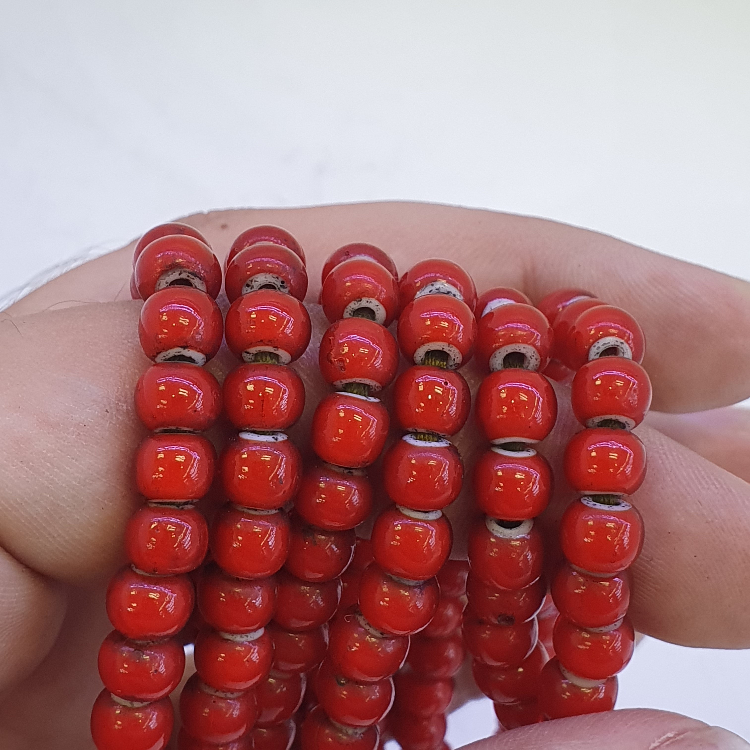 Antique Venetian White Heart Trade Beads 7mm