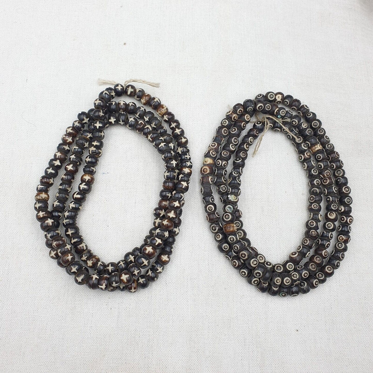 批量 2 件舊西藏雕刻犛牛骨項鍊部落裝飾珠串 #B6