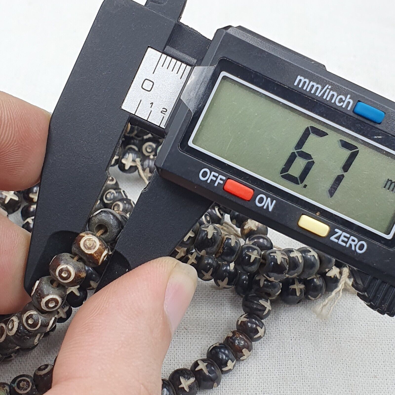 Lot 2 Old Tibetan Carving Yak Bone Necklace Tribal Decorated Beads Strands #B6