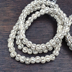 Lot 2 Old Tibetan Chinese Carved Necklace Tribal Decorated Beads Strands #B3