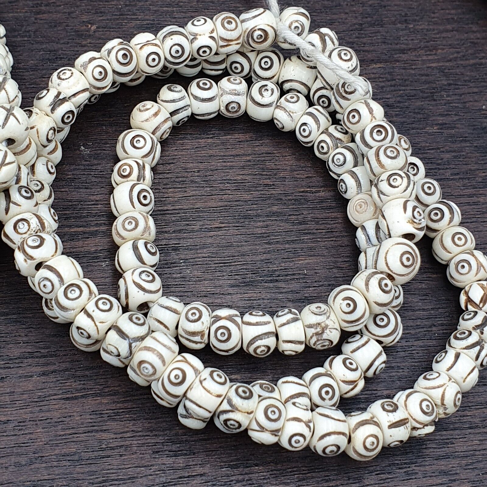 Lot 2 Old Tibetan Chinese Carved Necklace Tribal Decorated Beads Strands #B3