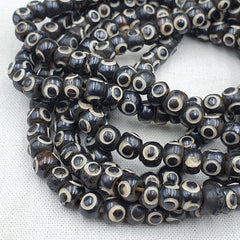 Lot 2 Old Tibetan Carving Yak Bone Necklace Tribal Decorated Beads Strands #B7