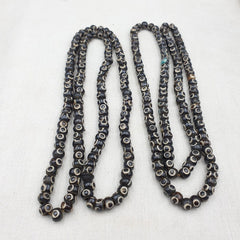 Lot 2 Old Tibetan Carving Yak Bone Necklace Tribal Decorated Beads Strands #B7