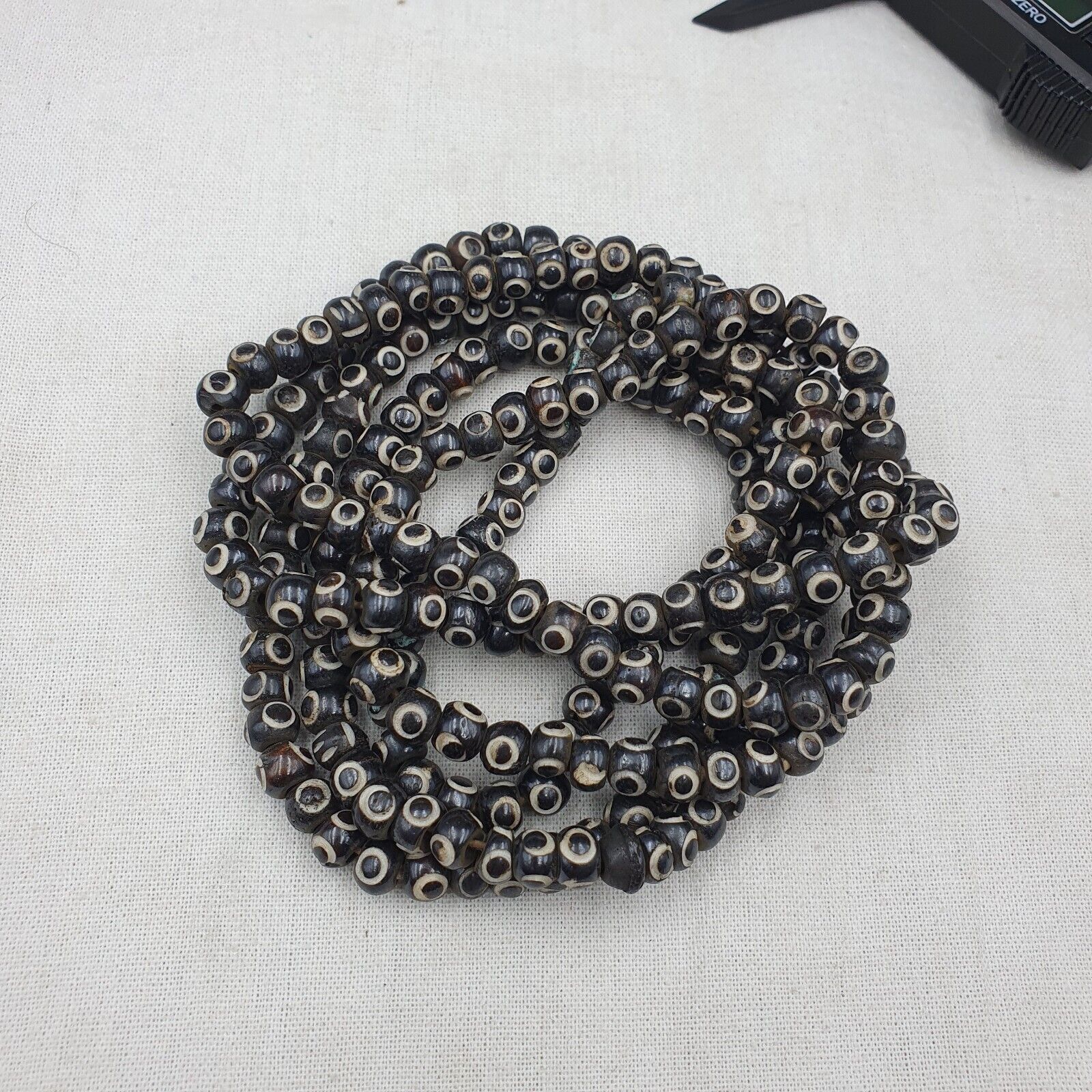 Lot 2 Old Tibetan Carving Yak Bone Necklace Tribal Decorated Beads Strands #B7