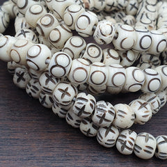 Lot 2 Old Tibetan Chinese Carved Necklace Tribal Decorated Beads Strands #B11