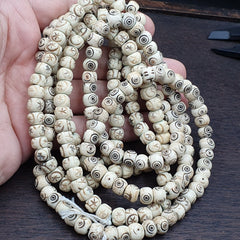 Lot 2 Old Tibetan Chinese Carved Necklace Tribal Decorated Beads Strands #B4
