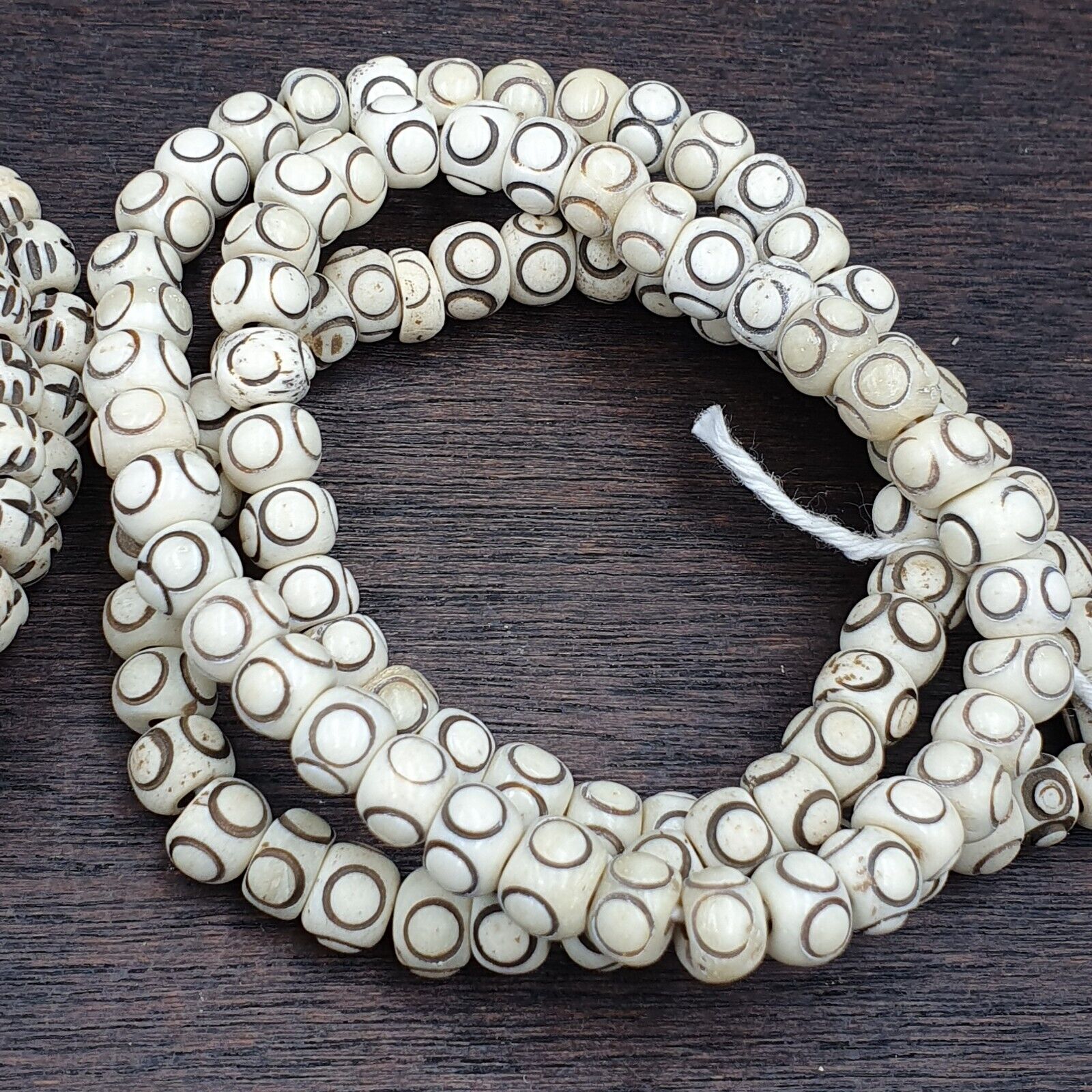 Lot 2 Old Tibetan Chinese Carved Necklace Tribal Decorated Beads Strands #B4