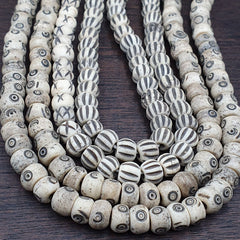 Lot 2 Old Tibetan Chinese Carved Necklace Tribal Decorated Beads Strands #2