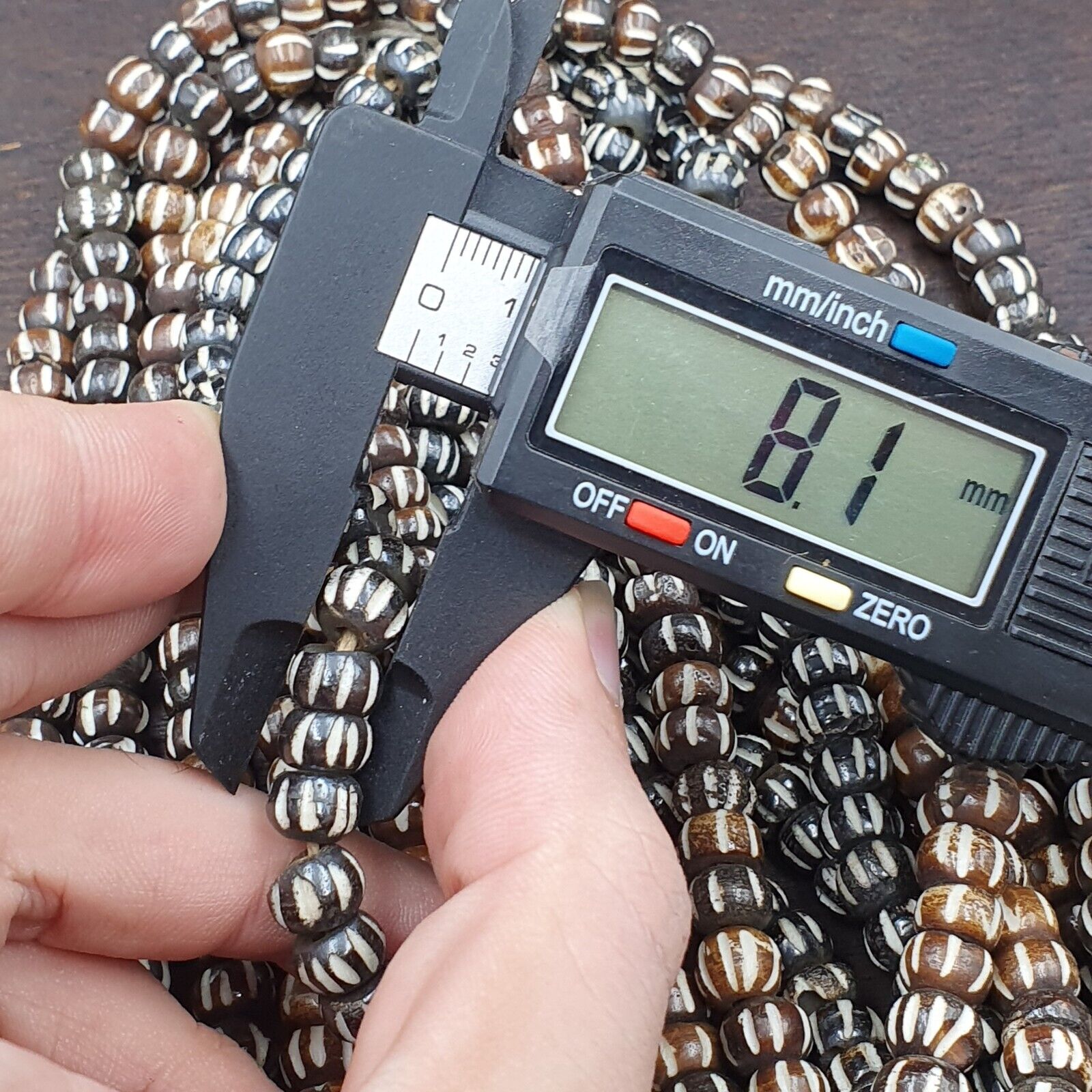 Lot 2 Old Tibetan Carving Yak Bone Necklace Tribal Decorated Beads Strands #B8