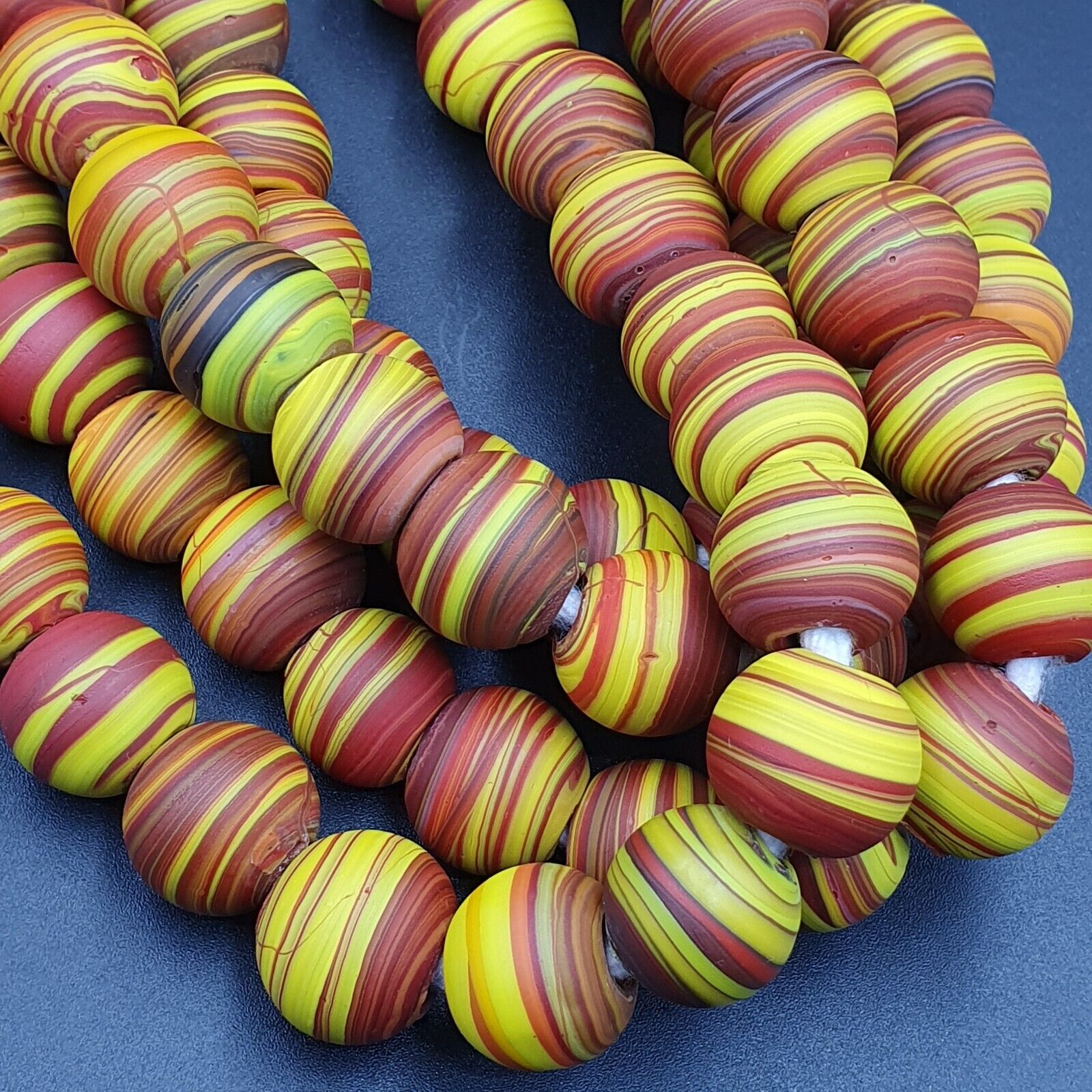 Vintage GLASS Traded glass Beads / Beaded long Necklace 17-18mm Big Size Beads