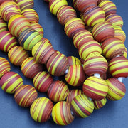 East Oasis Vintage Zebra Glass Bead Necklace - 17-18mm Big Trade Beads Strand