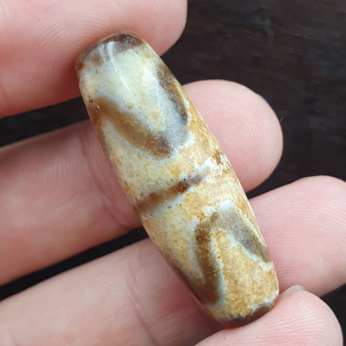 西藏牛肚古董天珠老護身符瑪瑙稀有圖案西藏天珠吊墜