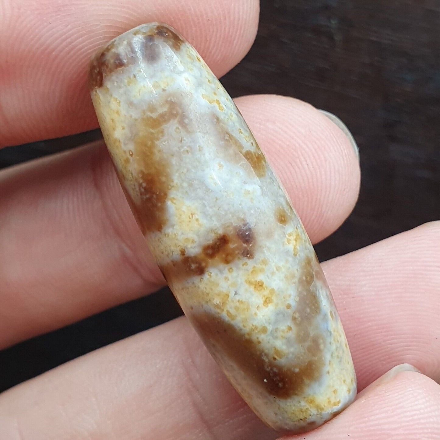 西藏牛肚古董天珠老護身符瑪瑙稀有圖案西藏天珠吊墜