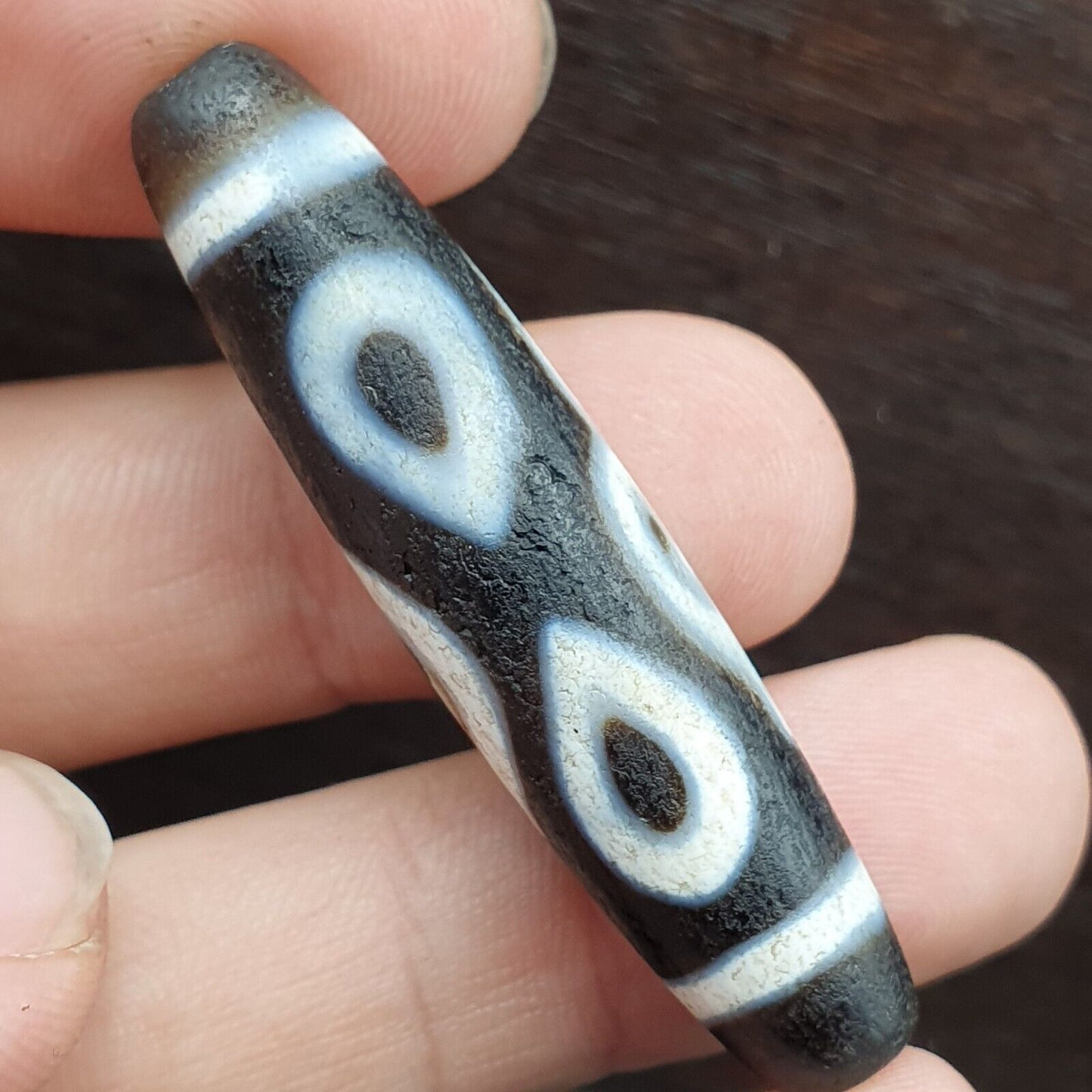 西藏 4 眼古董天珠老護身符瑪瑙稀有圖案西藏 gzi 吊墜
