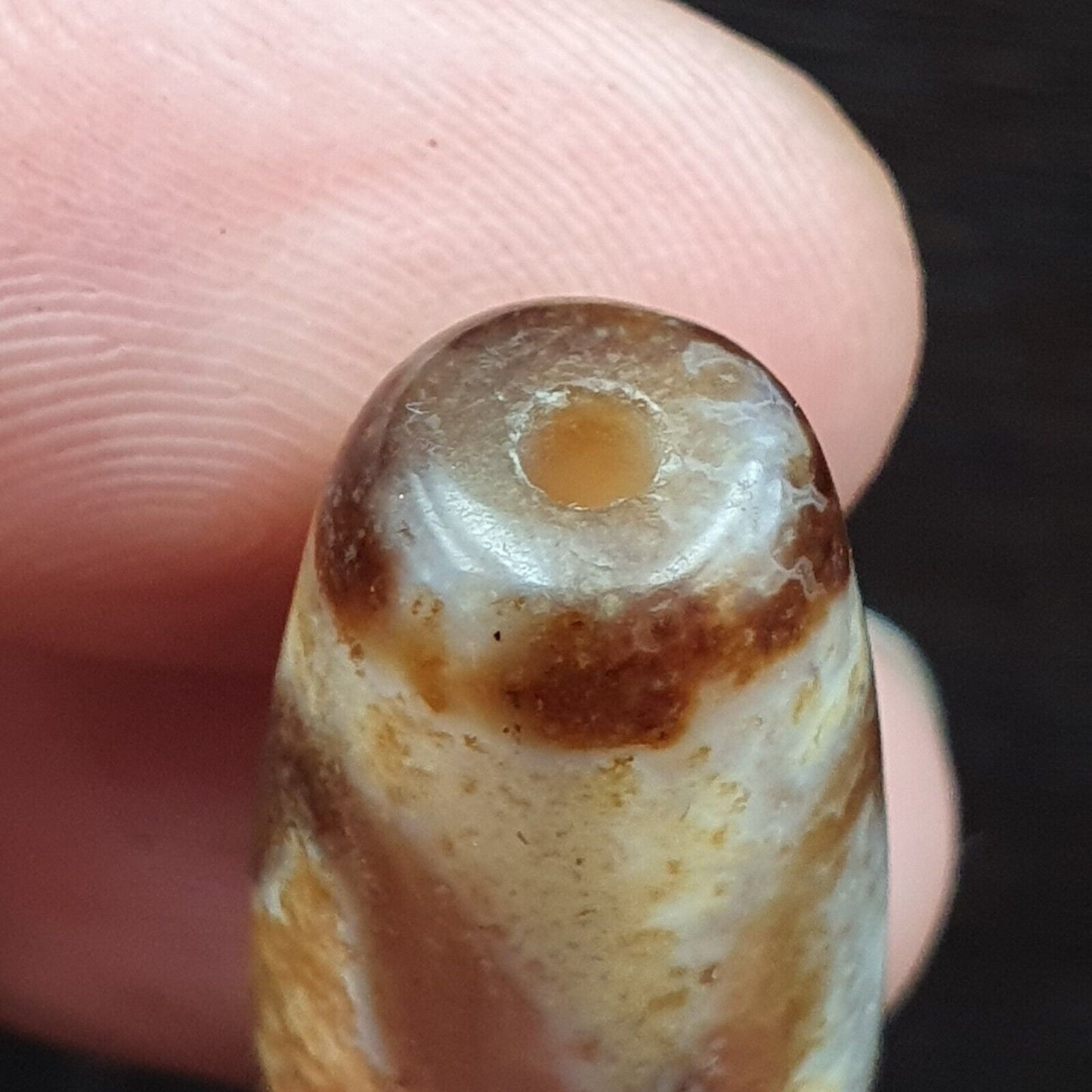 西藏牛肚古董天珠老護身符瑪瑙稀有圖案西藏天珠吊墜