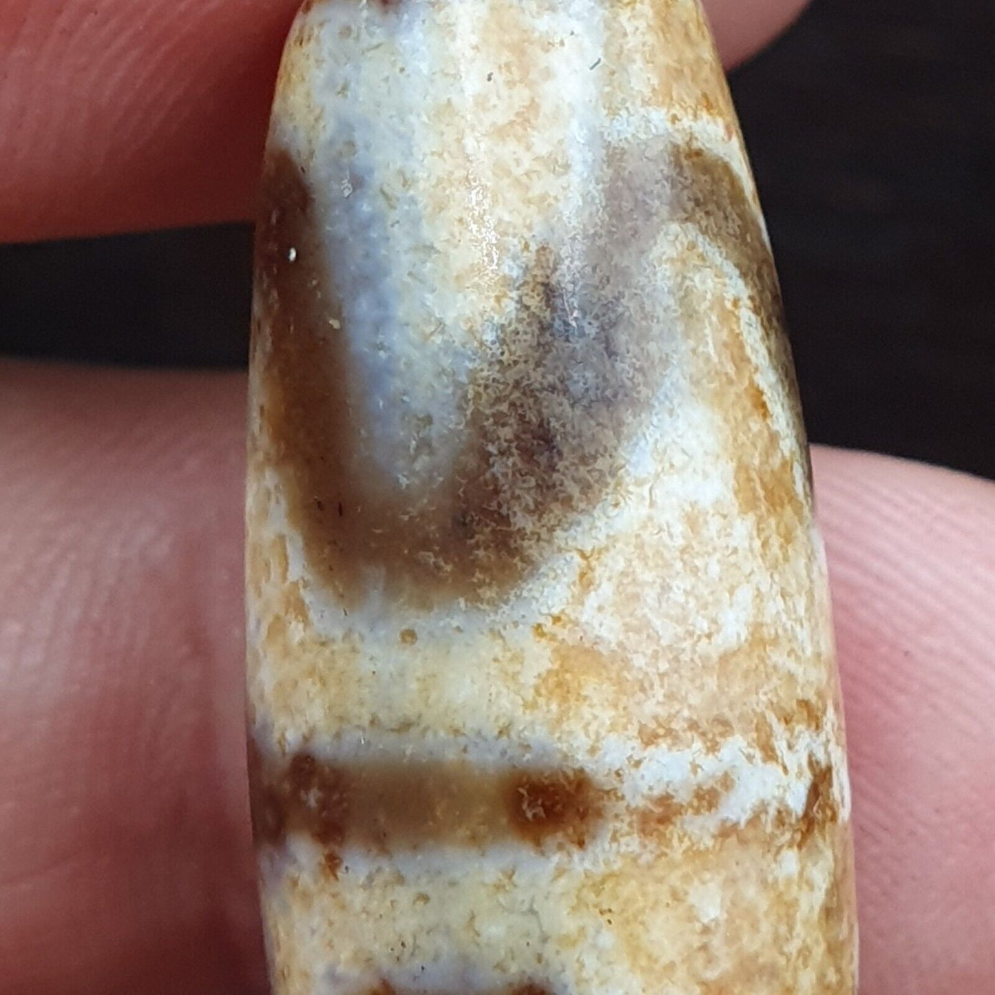 西藏牛肚古董天珠老護身符瑪瑙稀有圖案西藏天珠吊墜