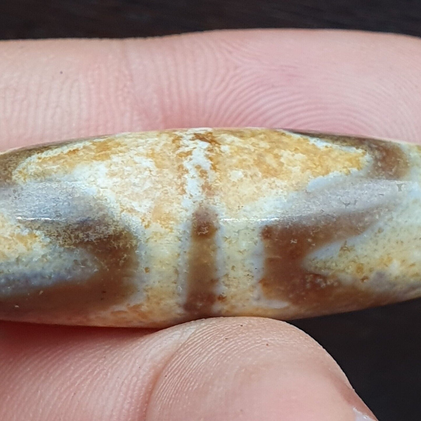 西藏牛肚古董天珠老護身符瑪瑙稀有圖案西藏天珠吊墜