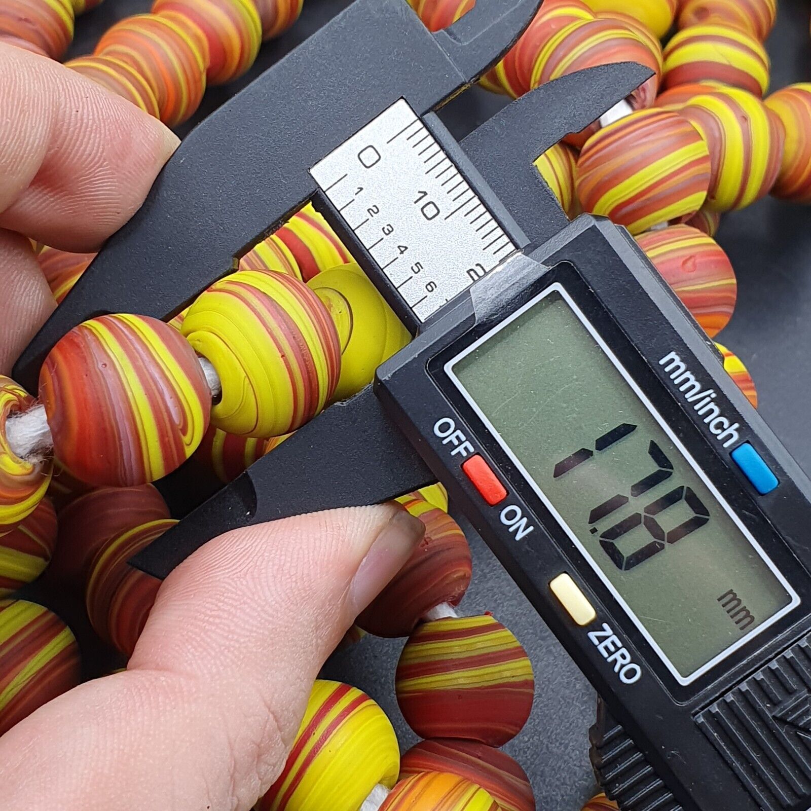 Vintage GLASS Traded glass Beads / Beaded long Necklace 17-18mm Big Size Beads