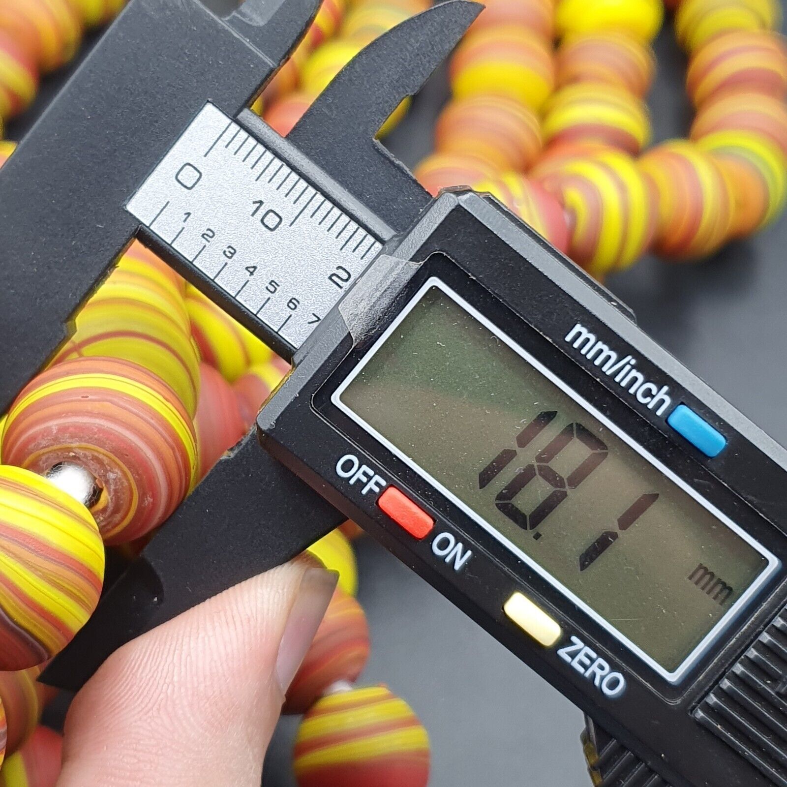 Vintage GLASS Traded glass Beads / Beaded long Necklace 17-18mm Big Size Beads