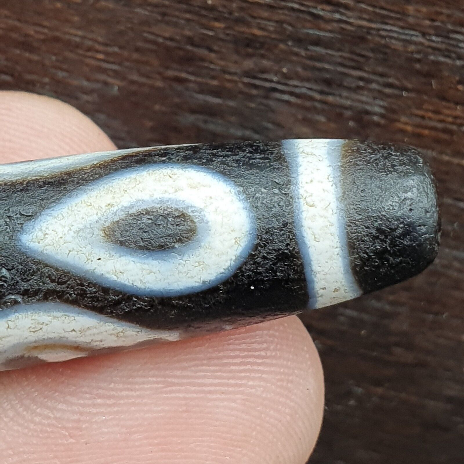 Tibetan 4 Eyes Antique dzi bead old amulet Agate rare Pattern Tibet gzi pendant