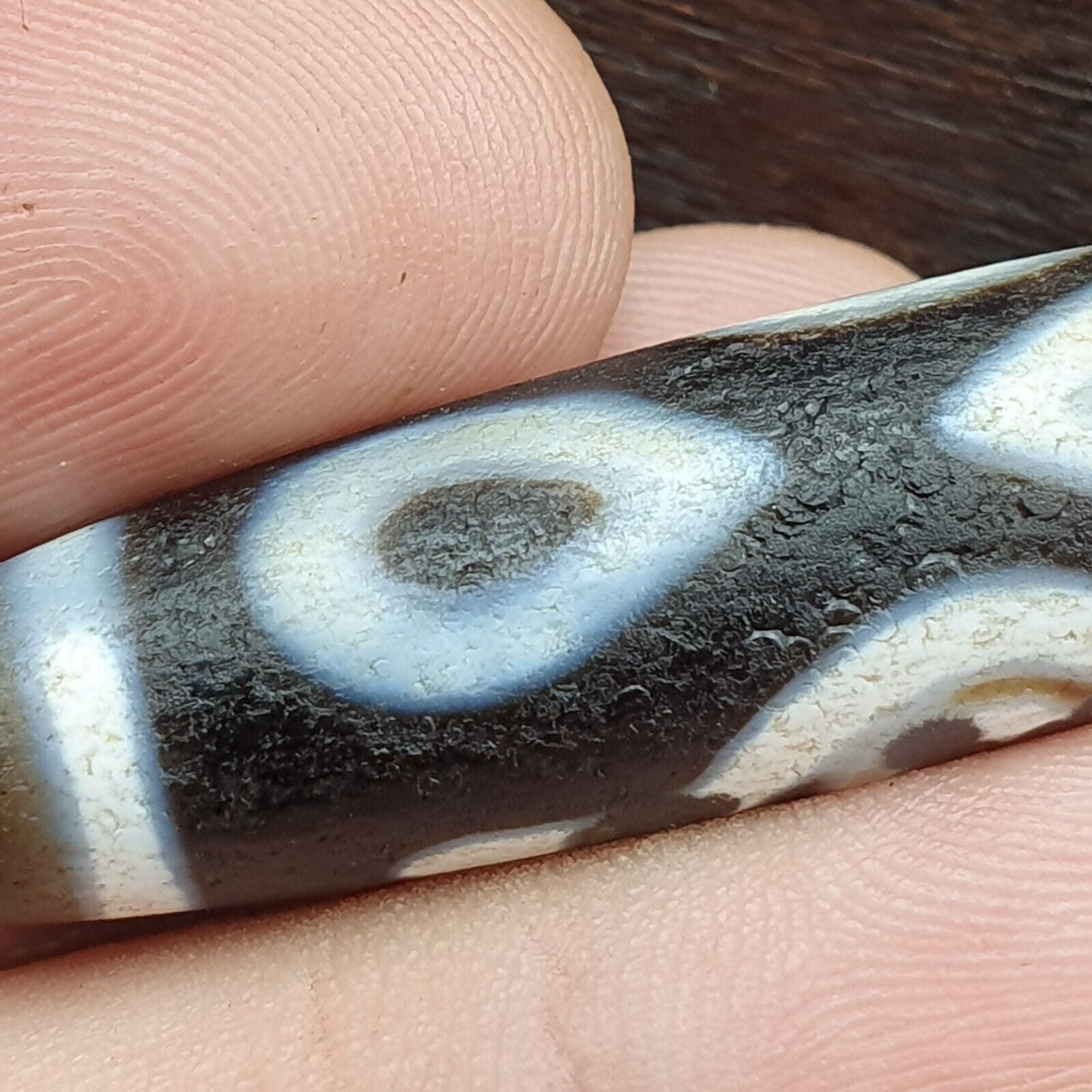 Tibetan 4 Eyes Antique dzi bead old amulet Agate rare Pattern Tibet gzi pendant