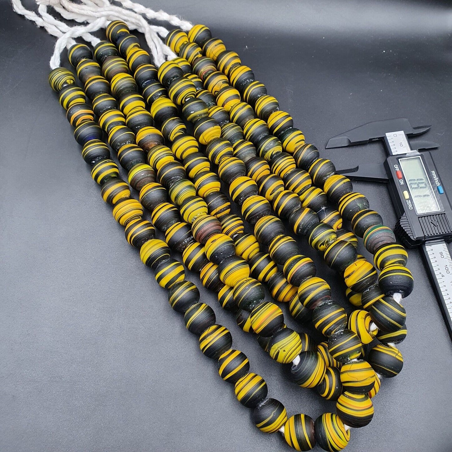 Vintage GLASS Traded glass Beads / Beaded long Necklace 17-18mm Big Size Beads