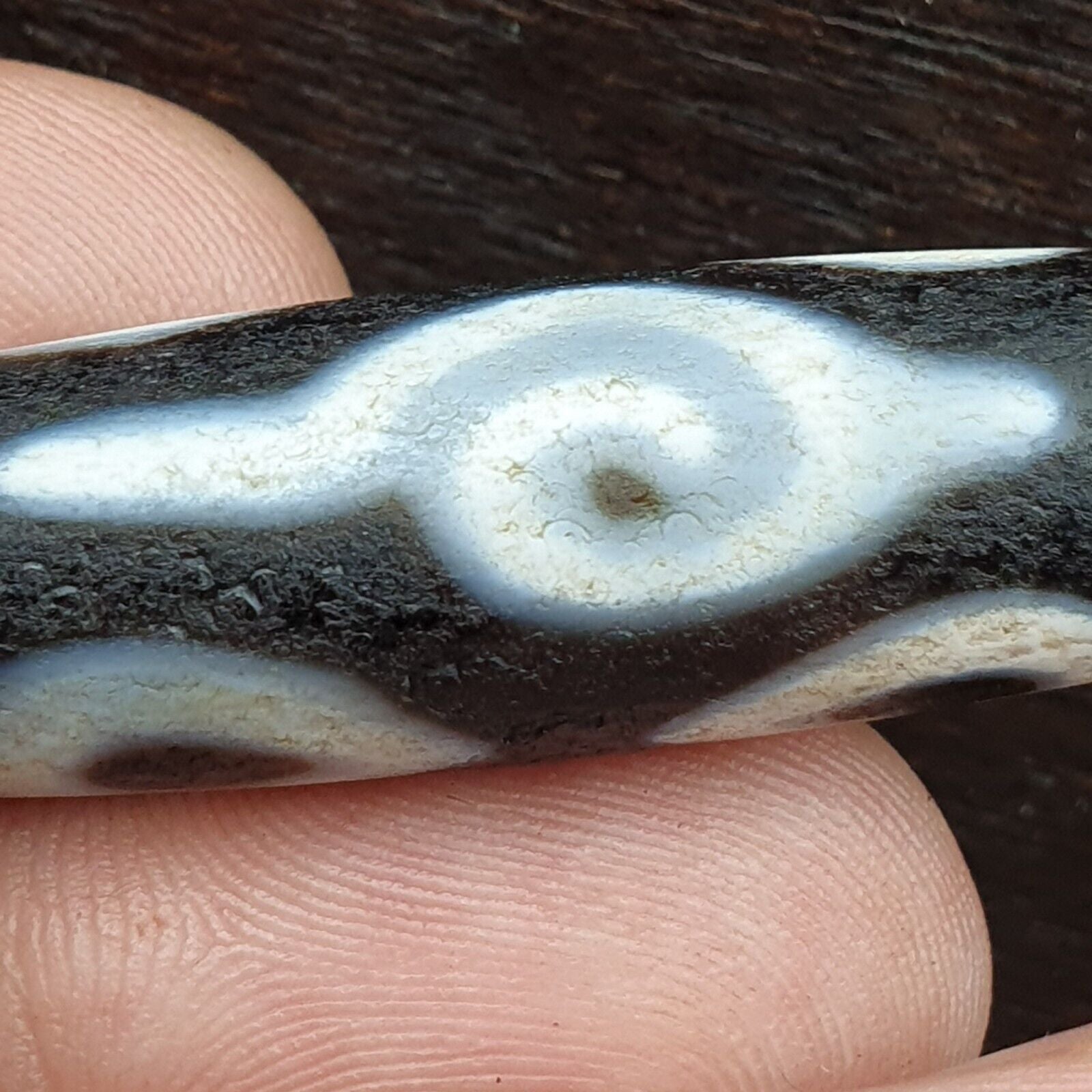 Tibetan 4 Eyes Antique dzi bead old amulet Agate rare Pattern Tibet gzi pendant